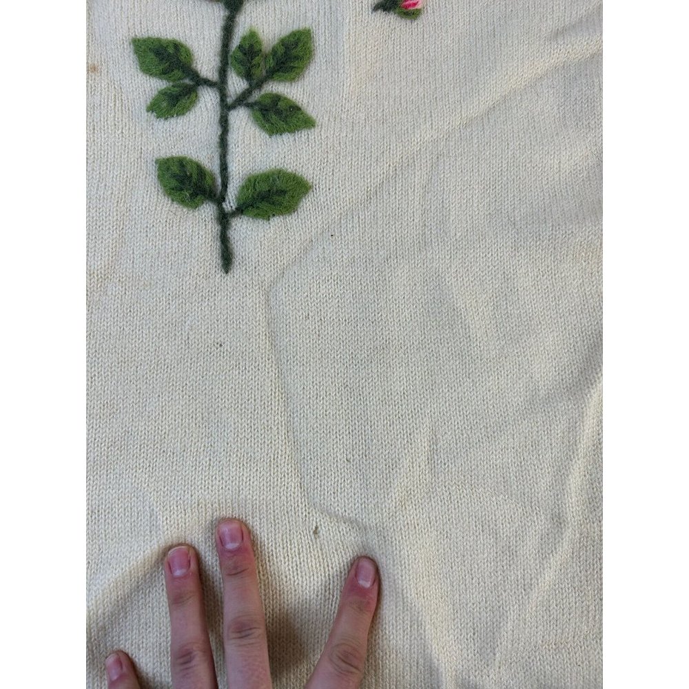 Vintage Wool Felted Yarn Country Floral Mini Micro Sweater Dress - Picture 4 of 11